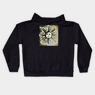 op art sun face astrology stars deco man in moon art Kids Hoodie